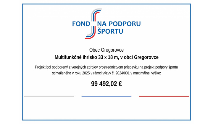 Fotka - Multifunkčné ihrisko 33 x 18 m, v obci Gregorovce
