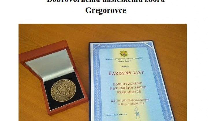Fotka - Ďakovný list DHZ